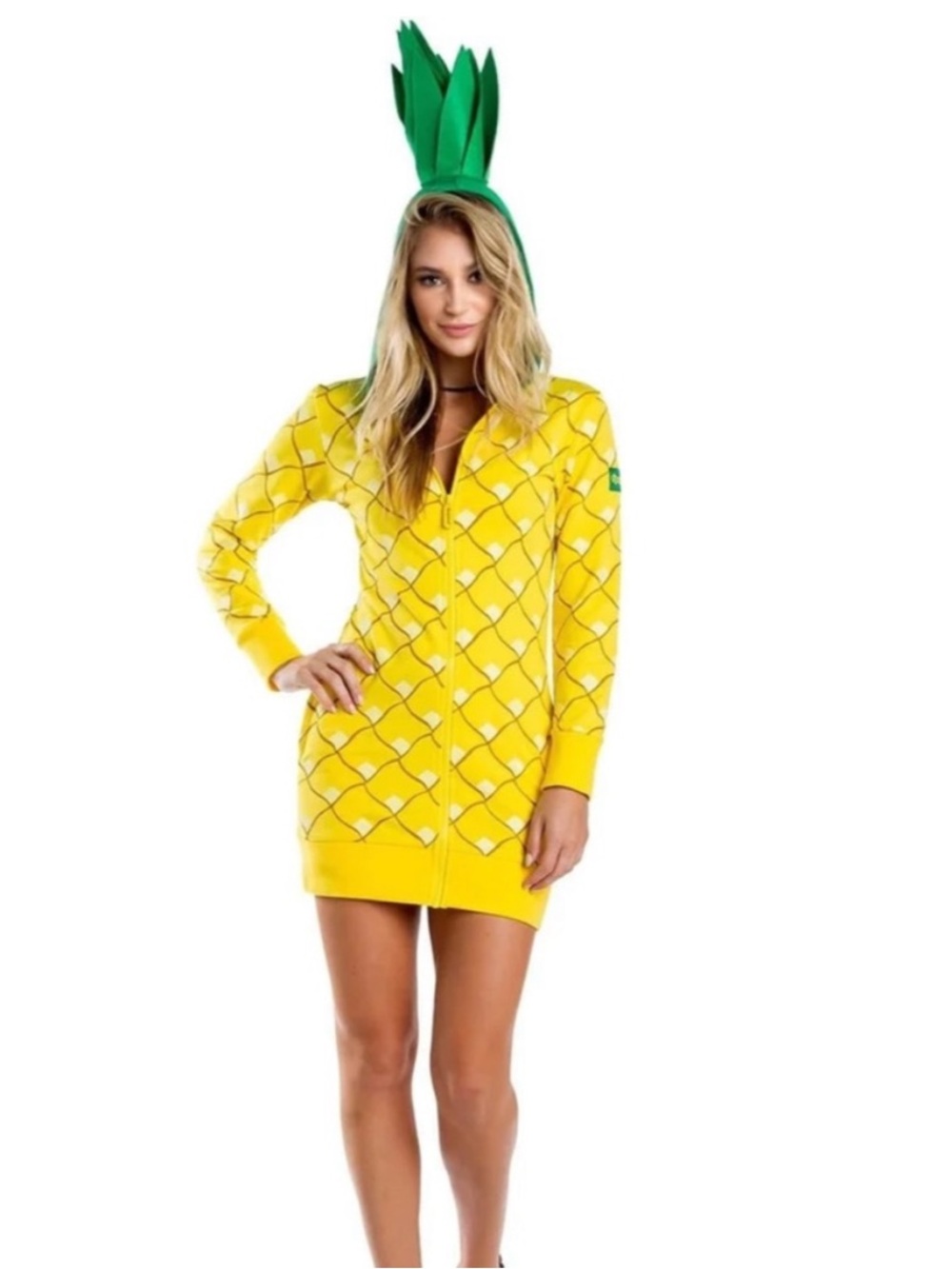 Tipsy elves pineapple hoodie dress costume with leggings